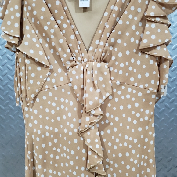 NWT METAPHOR sparkling polka dot golden tan/pure white flowing premium (12) - Picture 10 of 12